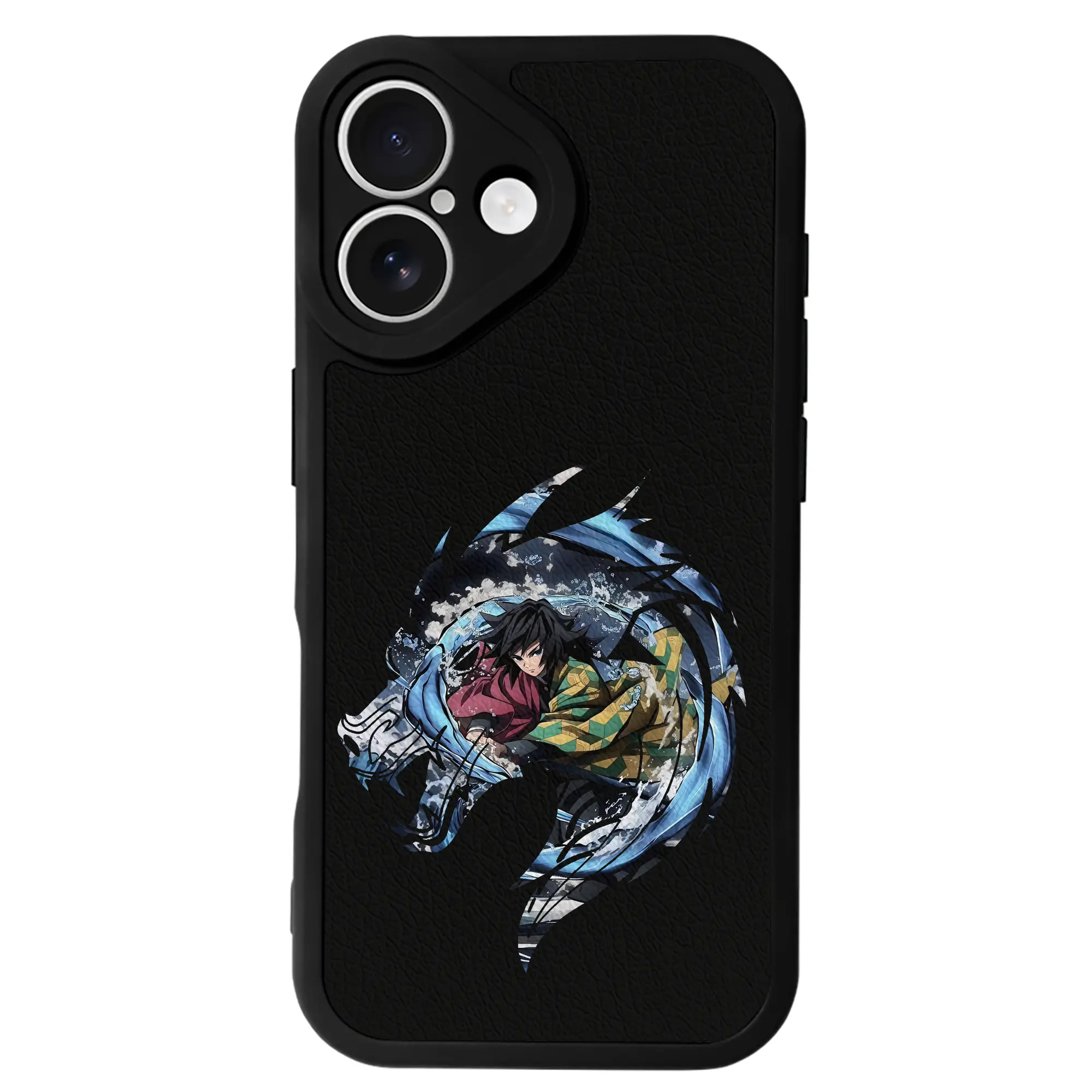 鬼滅の刃 グッズ,冨岡 義勇 - IPhone 16シリーズ対応 ・ シリコンスマホケース ・ レザー調 ・ 高精度フィット ・ 耐衝撃 ・ ワイヤレス充電対応 ・ 精密カット